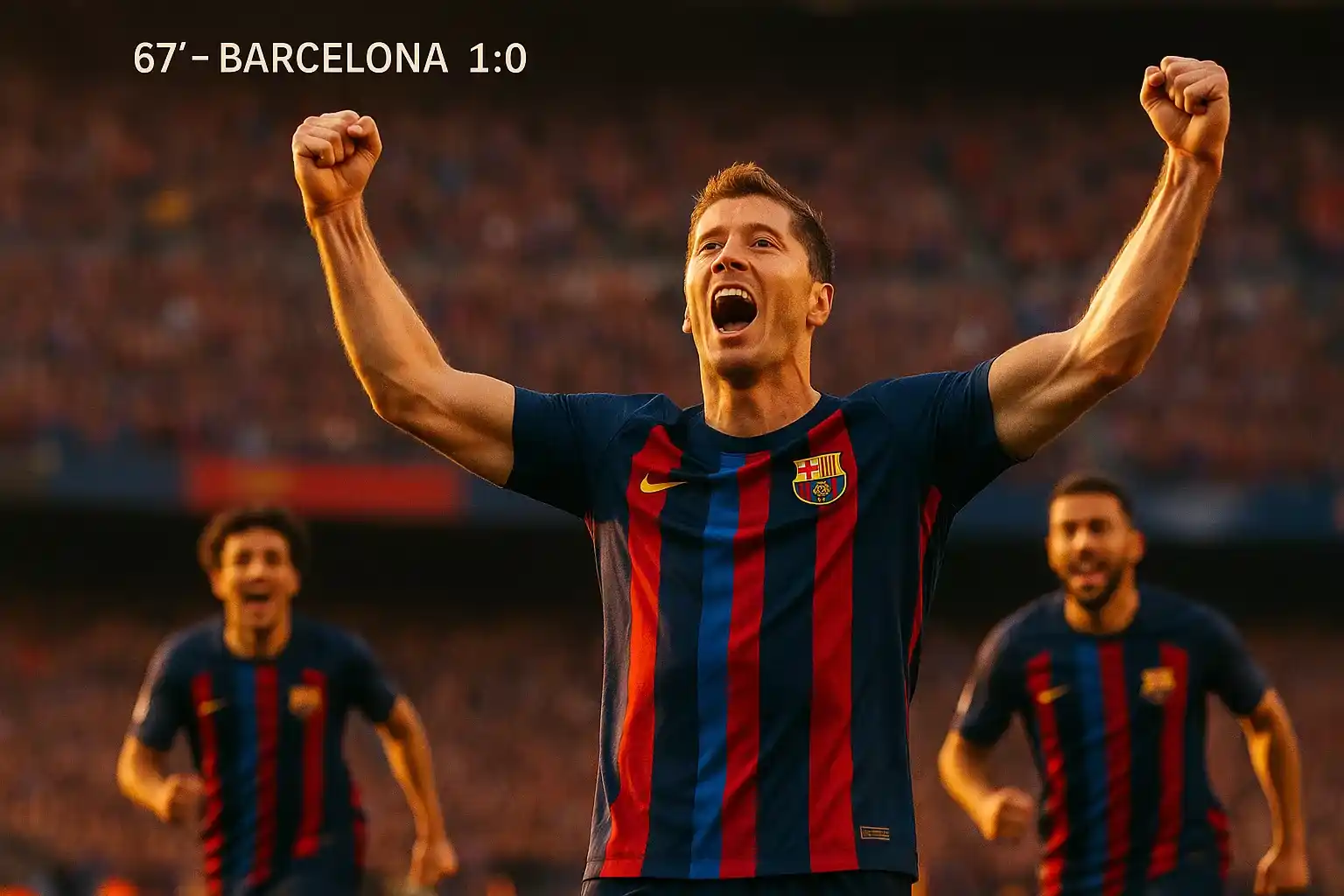 Jugadores del Barcelona celebrando gol en tiempo real - Momento clave para apuestas en vivo