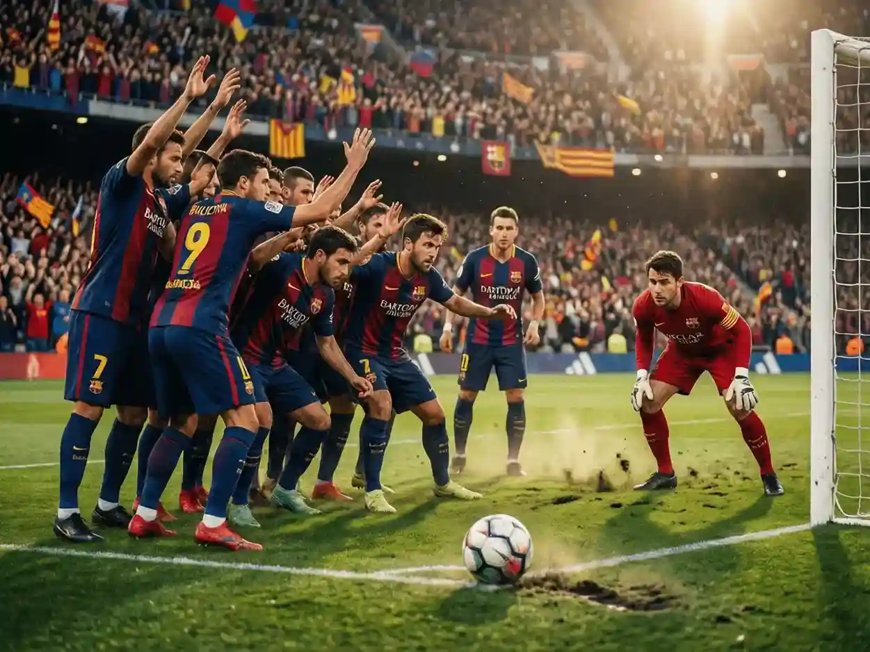 Jugadores posicionados para saque de esquina en partido