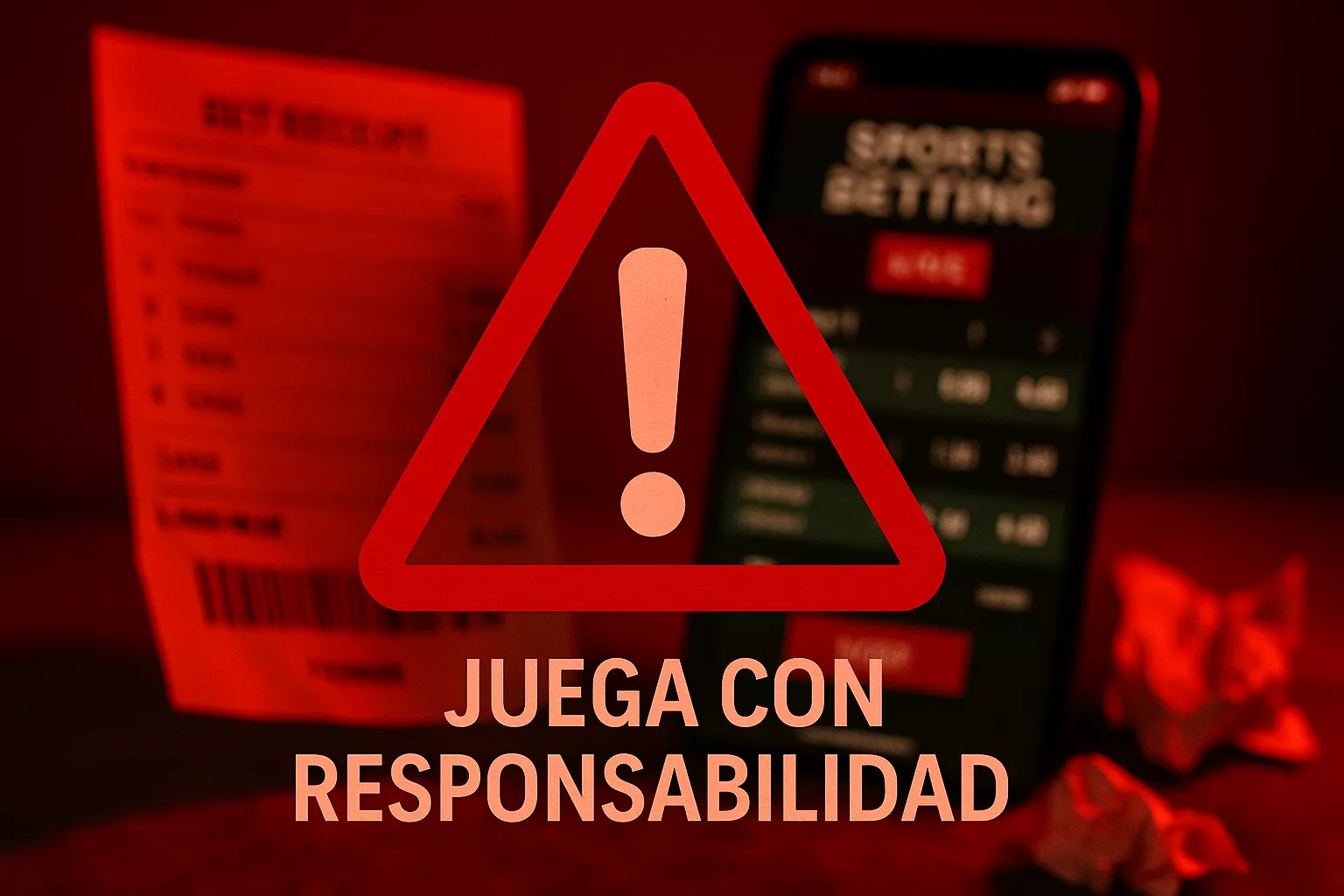 Imagen simbólica de advertencia sobre riesgos en apuestas deportivas con señal de precaución