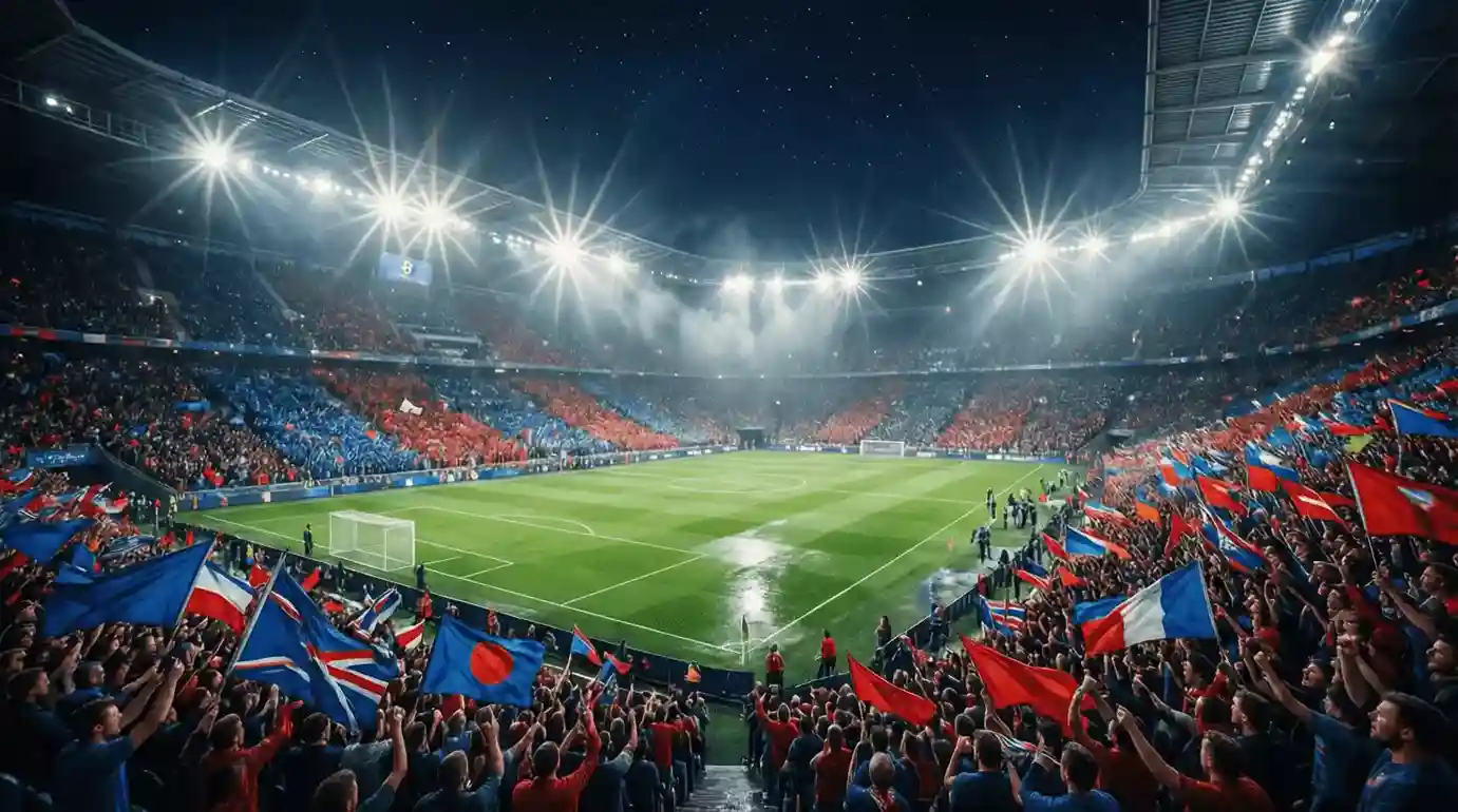Noche de Champions League en el Camp Nou con el himno de la competición