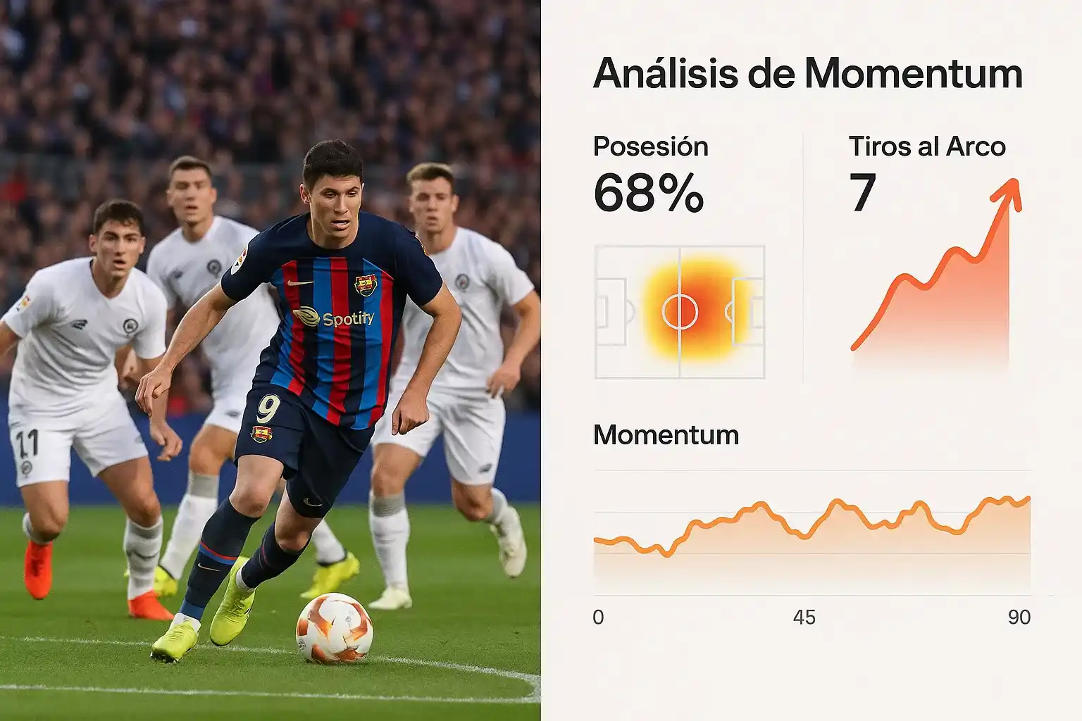 Análisis del momentum del Barcelona en tiempo real - Estadísticas y gráficos de rendimiento durante el partido