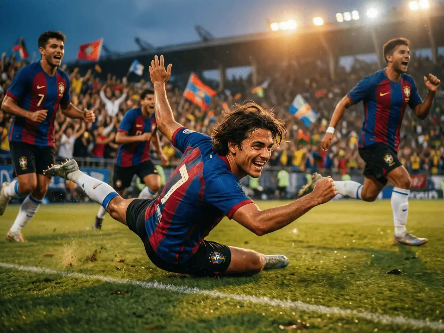 Extremo brasileño celebrando tras anotar un gol
