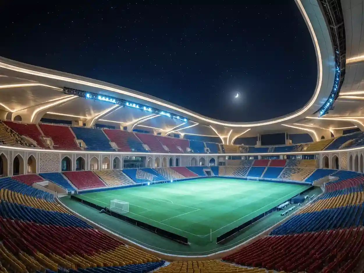 Estadio King Abdullah Sports City iluminado para partido nocturno