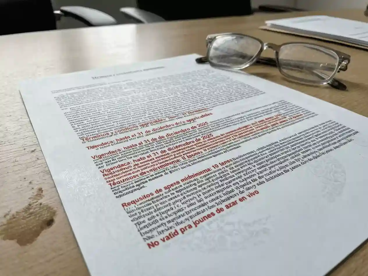 Documento con términos y condiciones de promociones